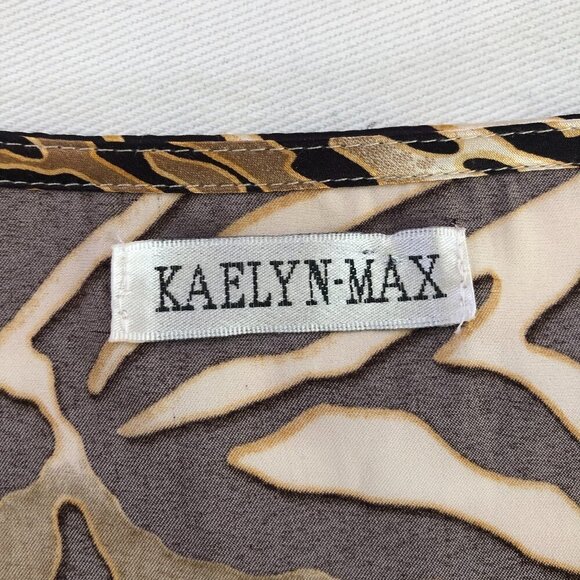 Vintage 90s Kaelyn Max Leopard Print Satiny Bell Sleeve Top Blouse Small - Picture 2 of 12